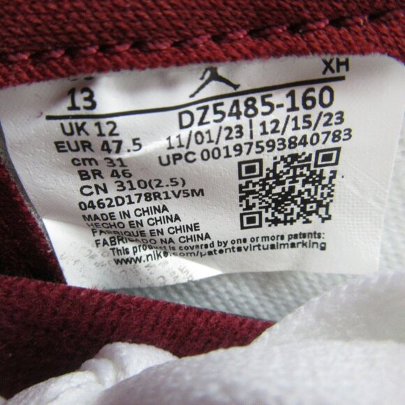 Jordan 1 Retro High OG Artisanal Team Red Sneakers Mens Size 13 NEW - Picture 10 of 16